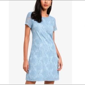 Blue Lace Shift Midi Dress